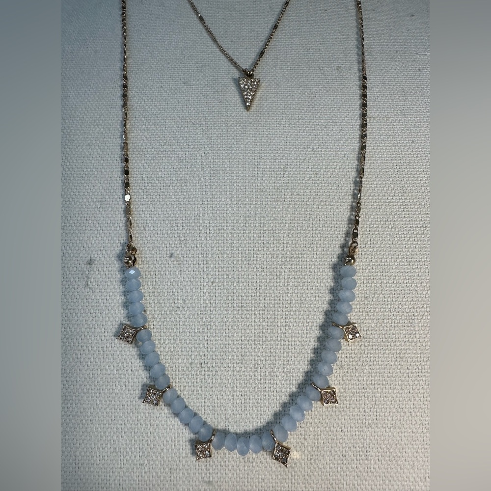Double strand goldtone chain and rhinestone necklace